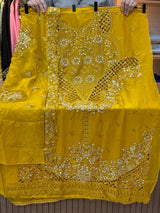 1442 Motifz Unstitched Partywear - Yellow