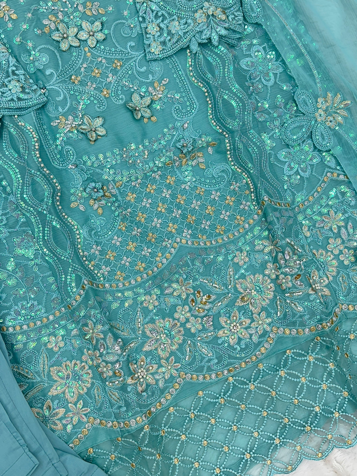 1433 Heavy Pakistani Partywear -  Aqua