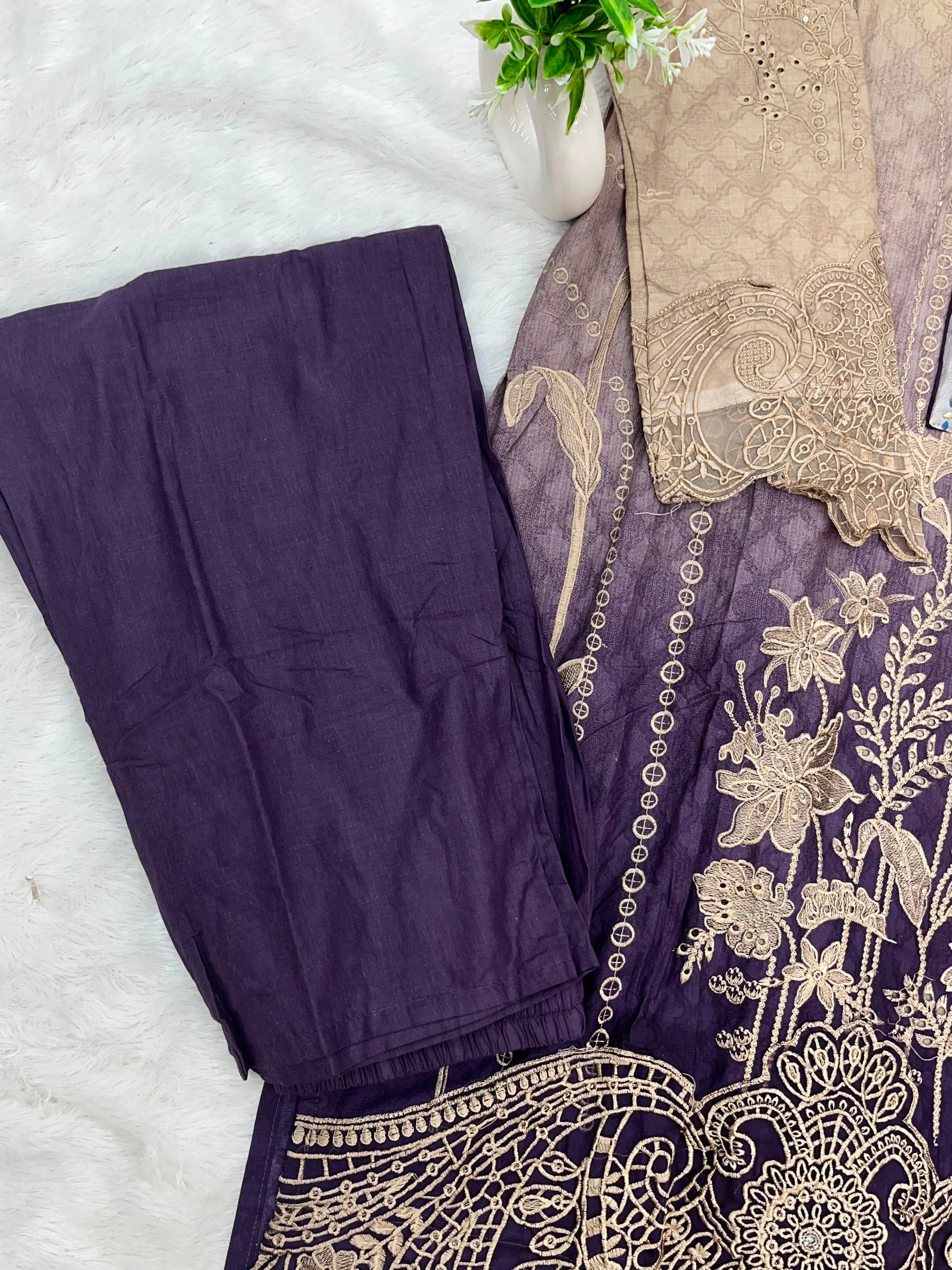 1327 Maria-B Pakistani Lawn Suit - Purple