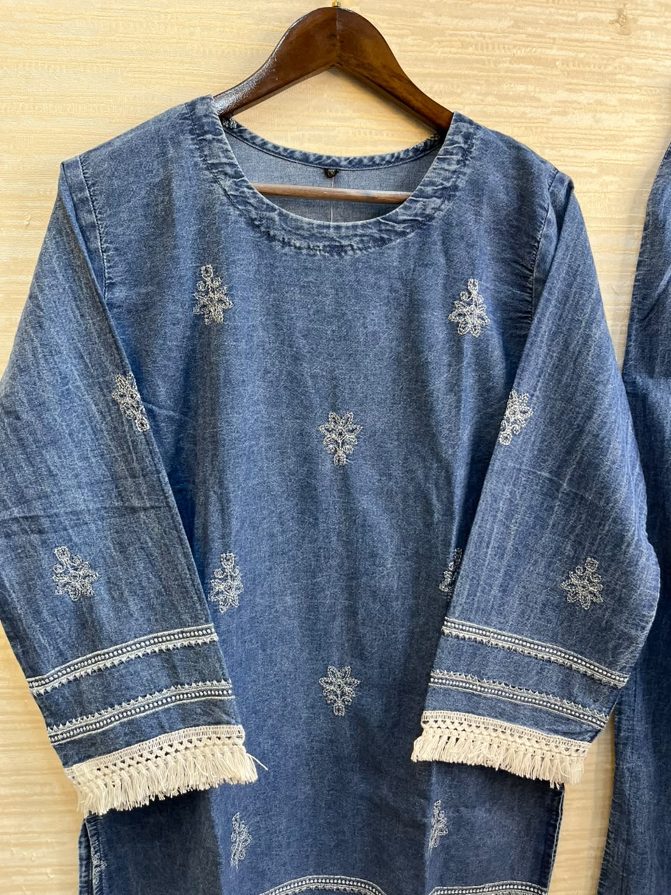 1189 Embroidered Denim Coordset - Light Blue