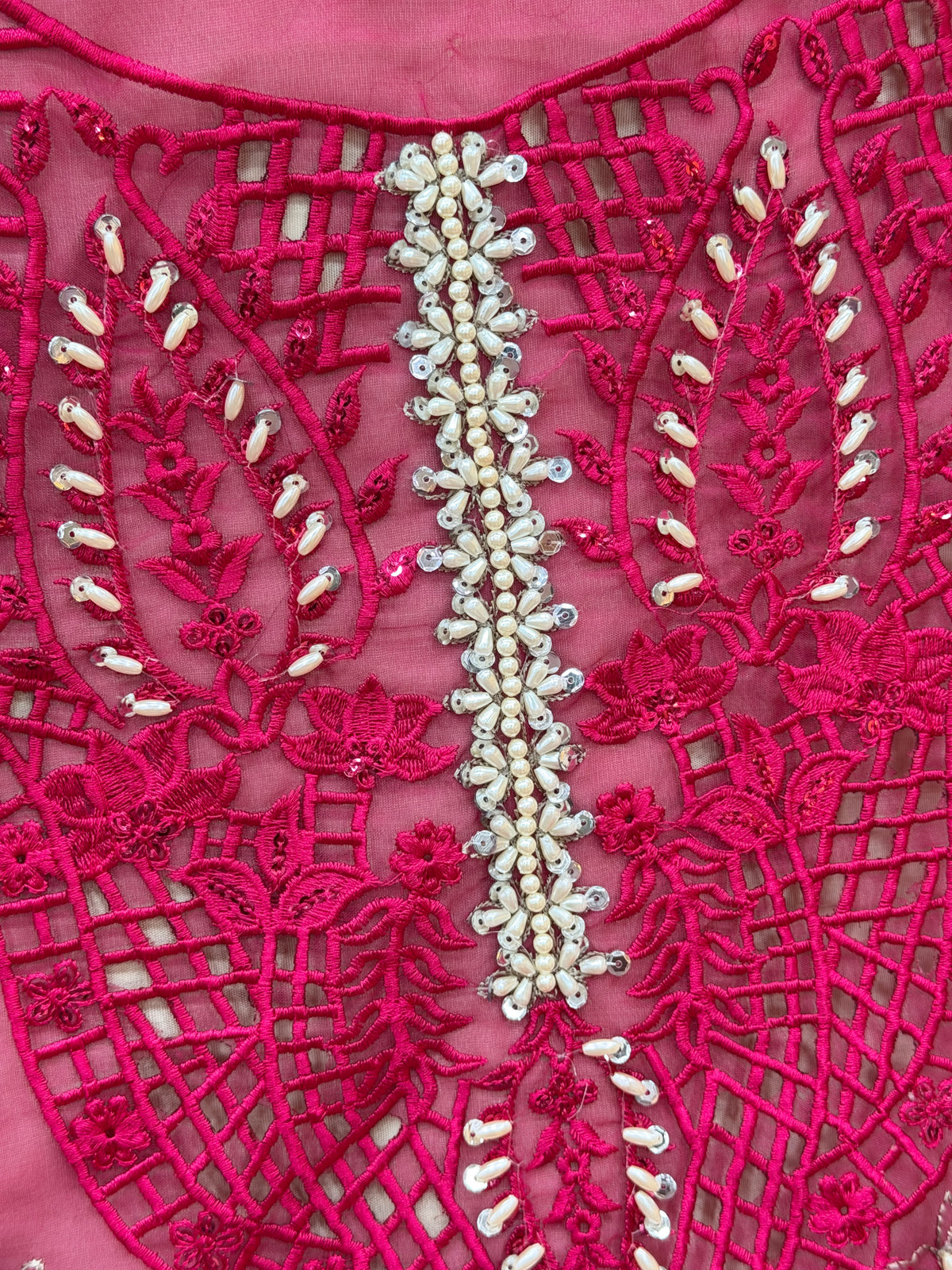 1437 Pakistani Unstitched Partywear - Pink