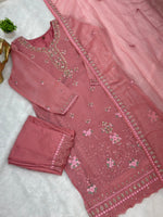 651 Pakistani Floral Party Wear Set - Dusty Rose