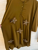 1202 Floral Patch Work Coord Set - Olive Green