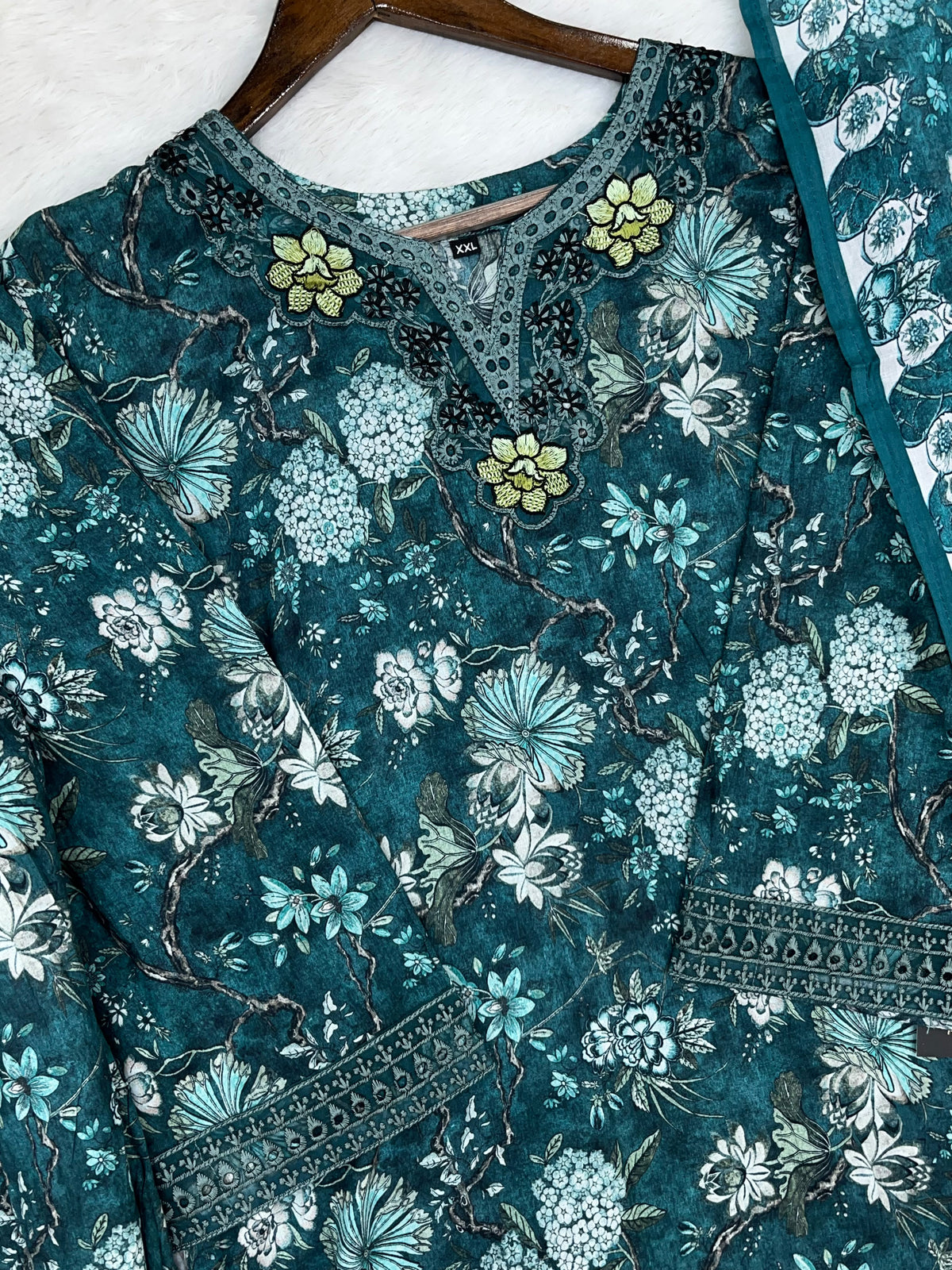1424 Mausumery Foral Lawn Suit - Purple