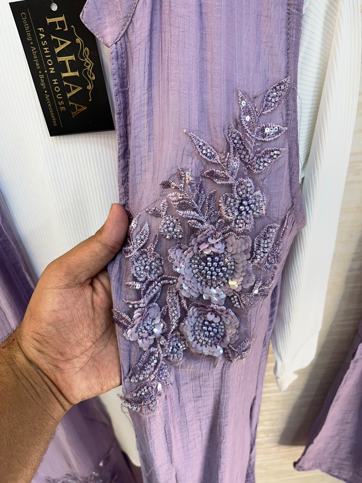 1191 Embroidered Shrug Coord Set - Lavender
