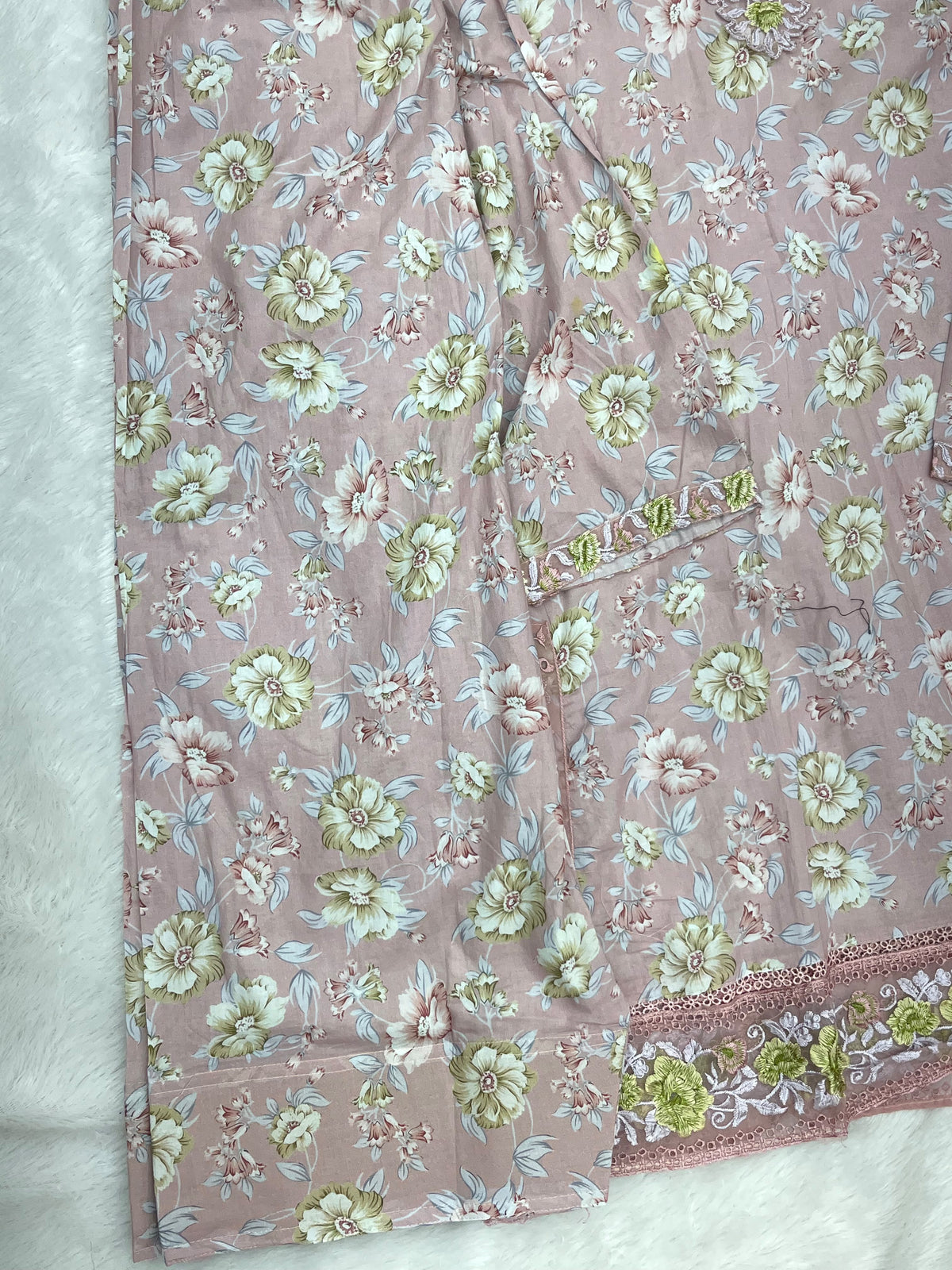 1441 Mausumery Foral Lawn Suit - Mauve Pink