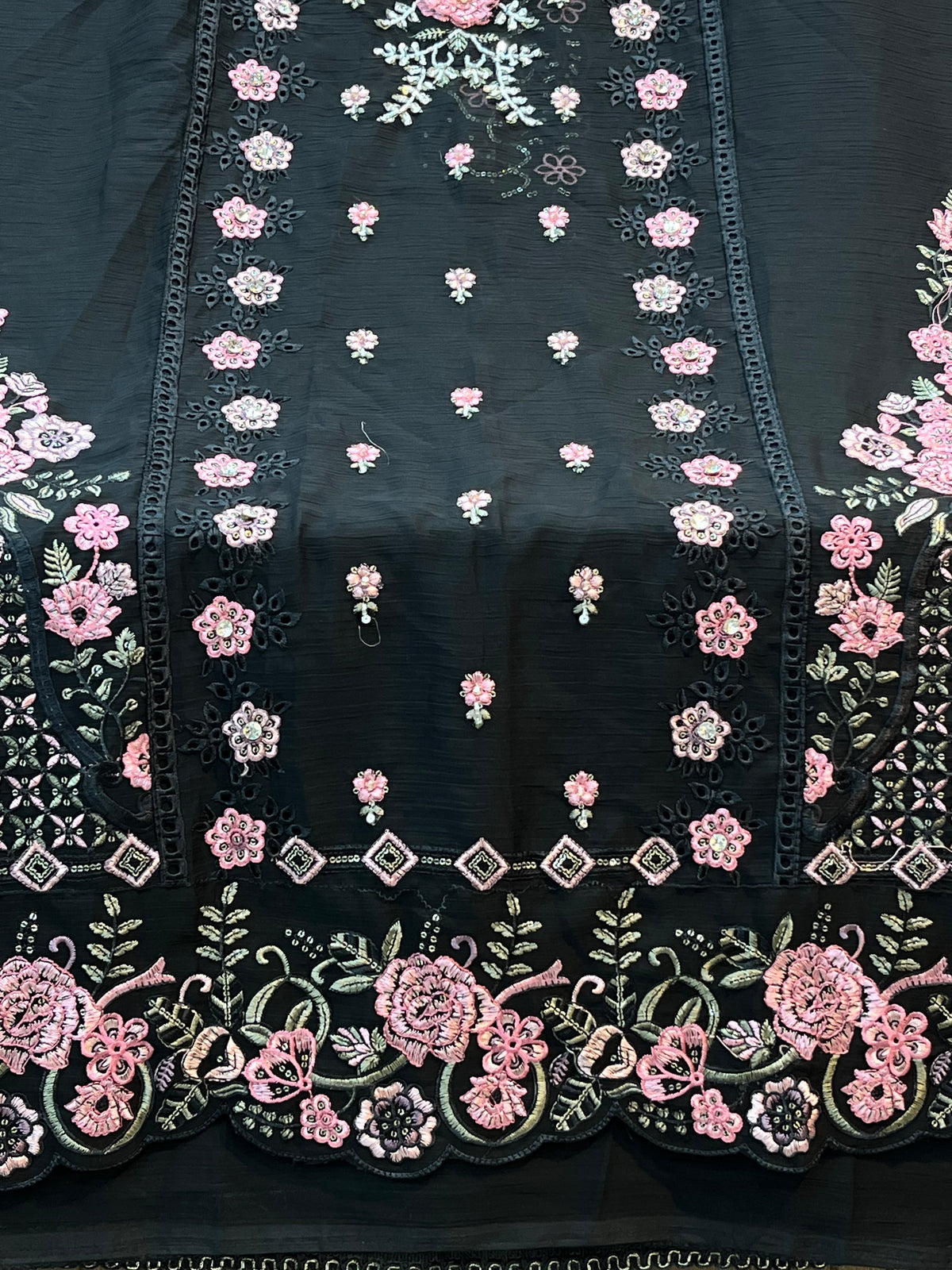 1487 Pakistani Unstitched Party Wear - Black