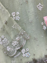 1438 Pakistani Unstitched Partywear - Pista Green