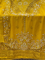 1442 Motifz Unstitched Partywear - Yellow