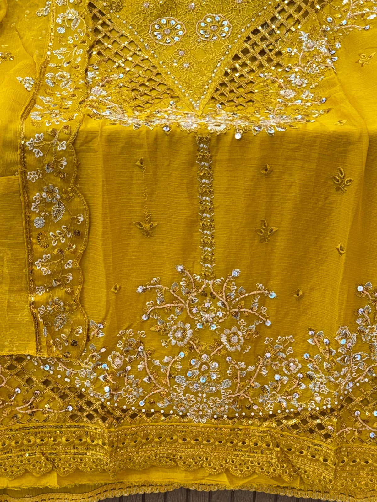 1442 Motifz Unstitched Partywear - Yellow