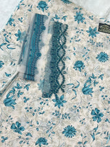 884 Unstitched OG Jade Jasmine 3pc lawn suit