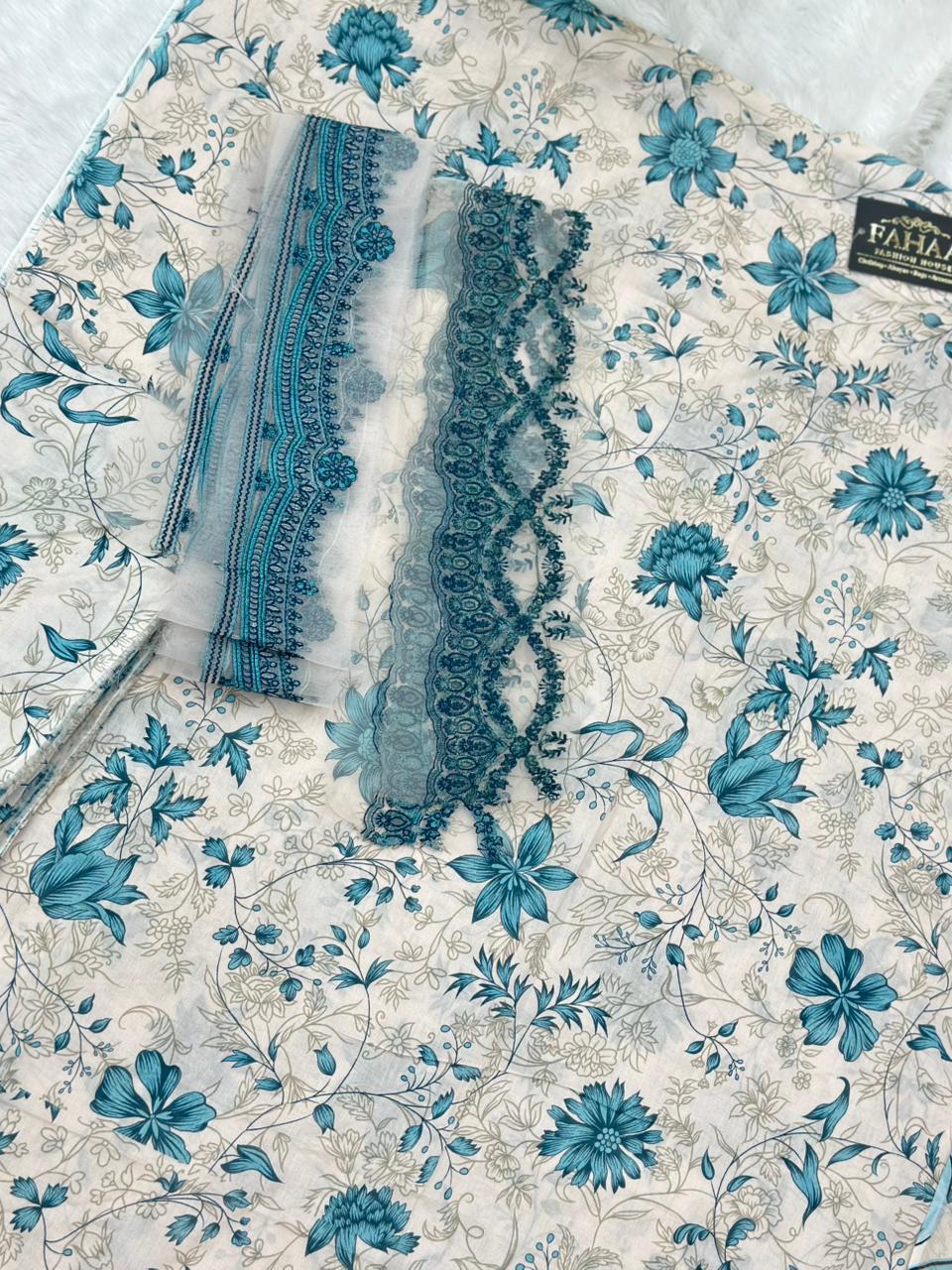 884 Unstitched OG Jade Jasmine 3pc lawn suit