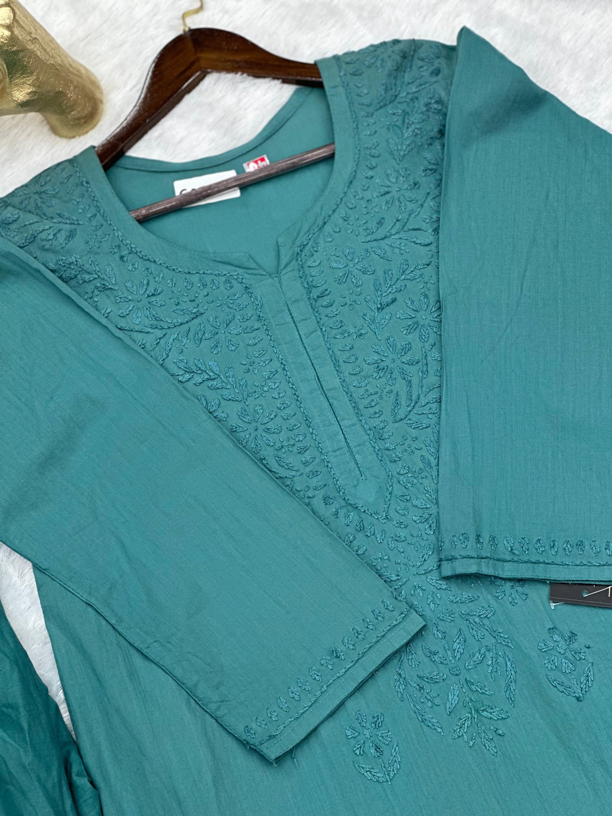 693 Lucknowi Palazzo Set - Turquoise Blue