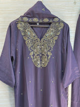 1204 Floral Hand-Work Partywear - Purple