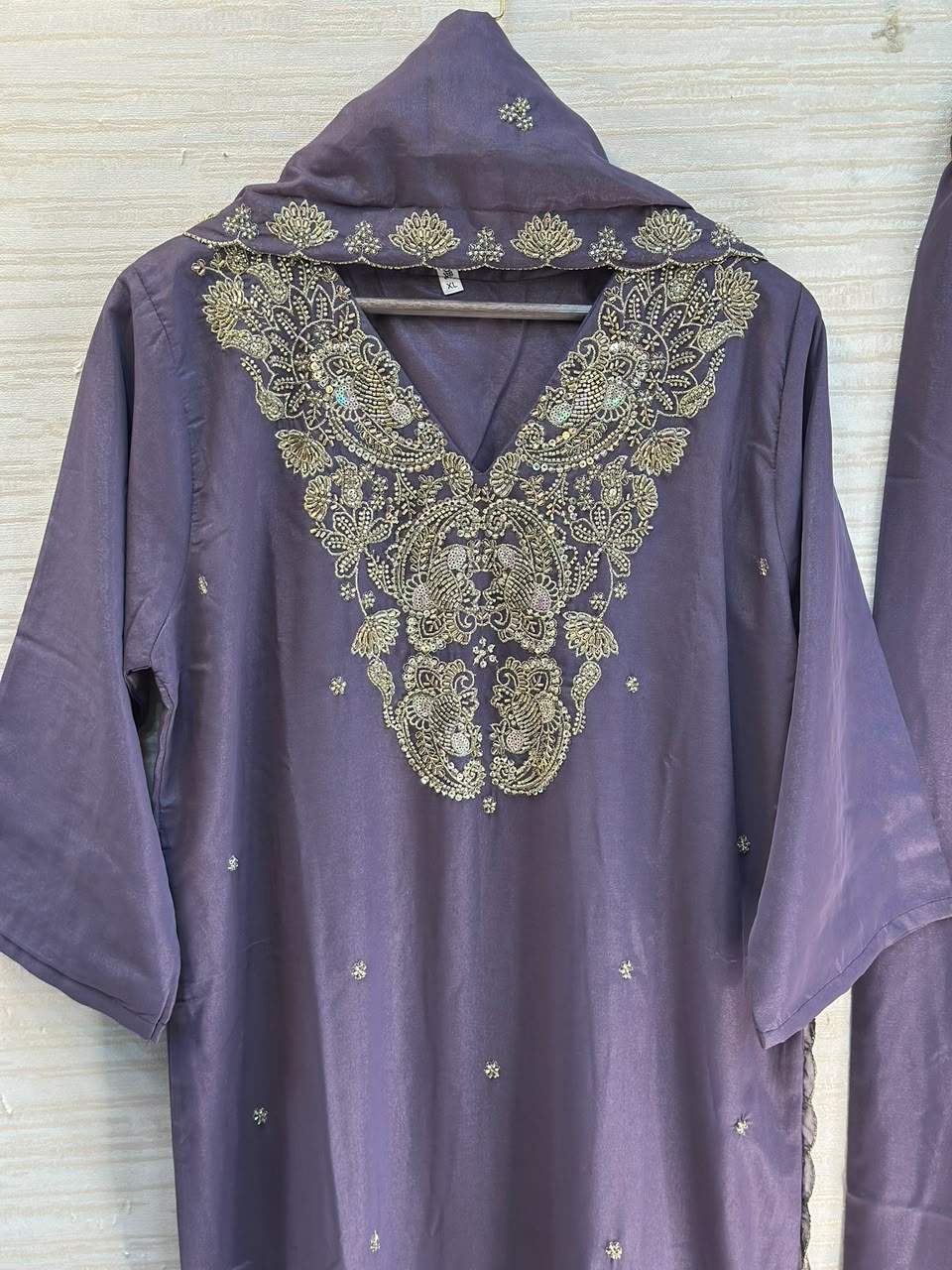 1204 Floral Hand-Work Partywear - Purple