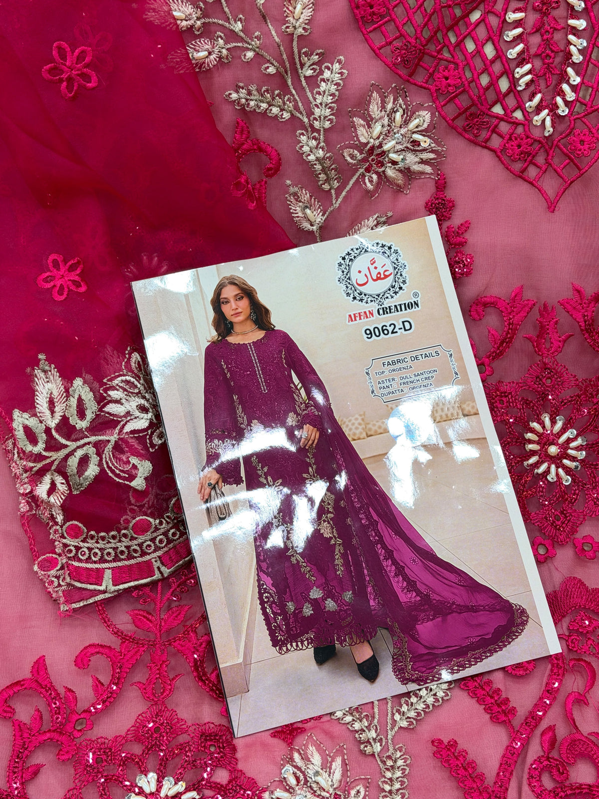 1437 Pakistani Unstitched Partywear - Pink