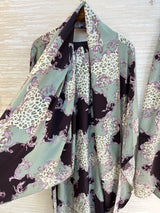 1099 Floral Kaftan Coord Set - Sage Green