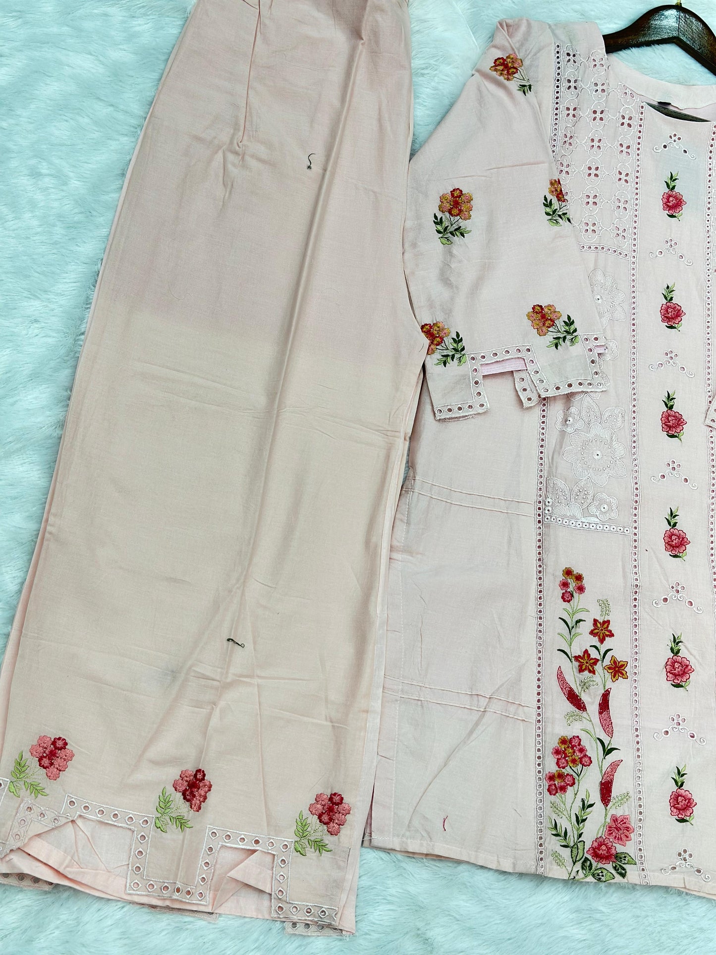 660 Premium Pakistani Lawn Cordset Set - Pink