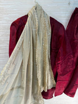 1204 Floral Hand-Work Partywear - Deep Maroon
