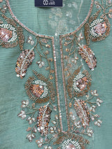 1447 Pakistani Unstitched Partywear - Sea Green