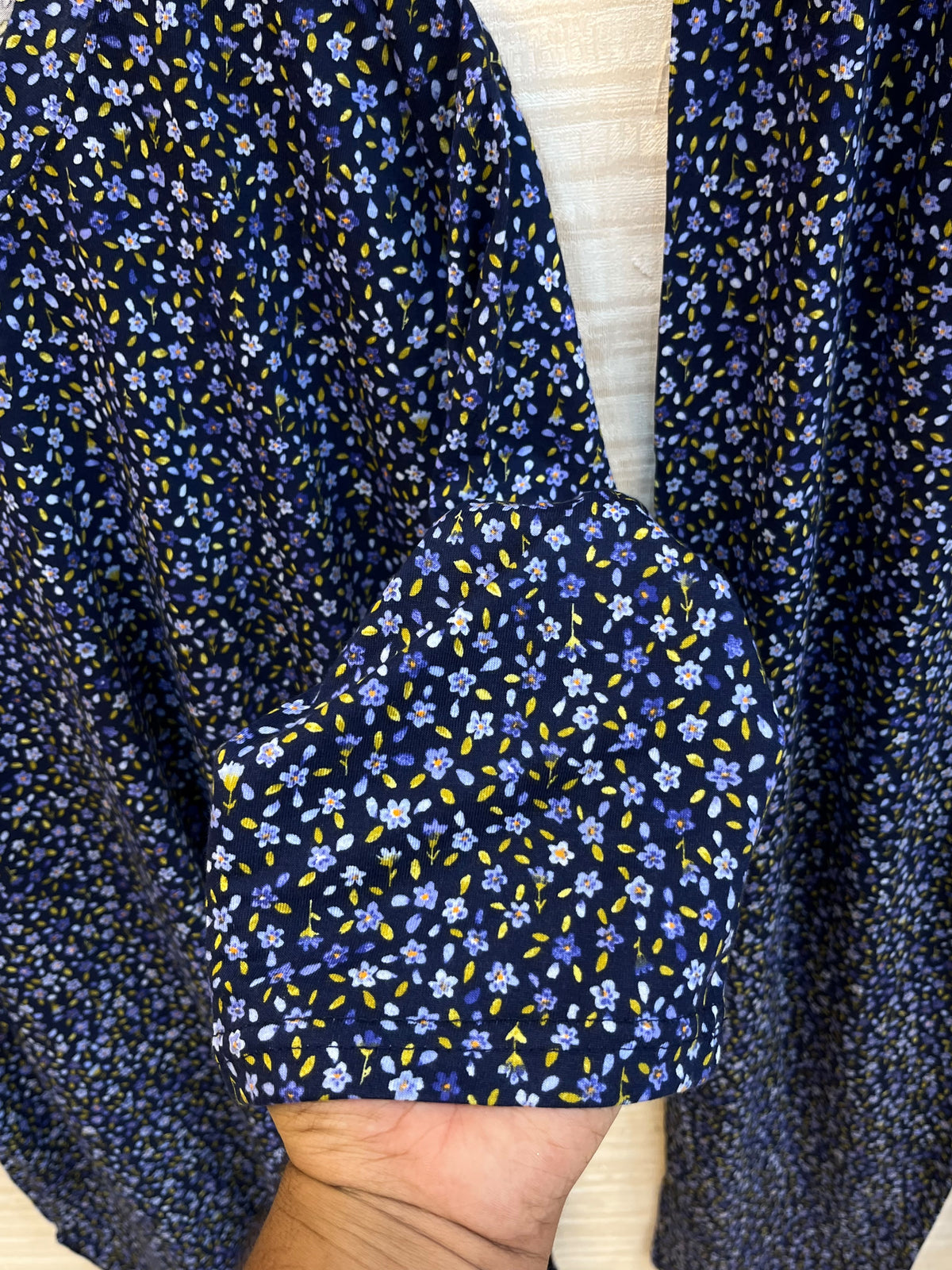 1448 Korean Printed Night Wear - Dark Blue