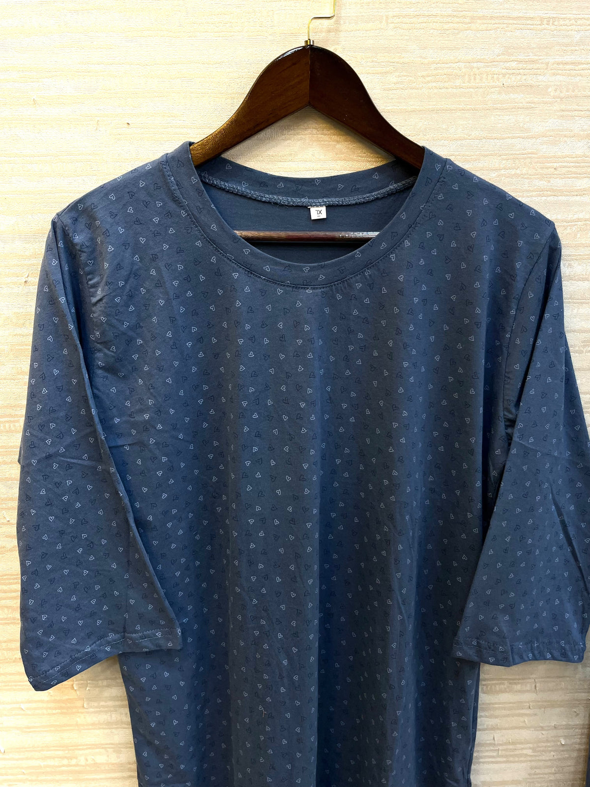 1448 Korean Printed Night Wear - Denim Blue