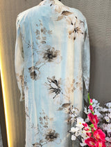 1380 Floral Turkish Lace-Work Gown - Ice Blue