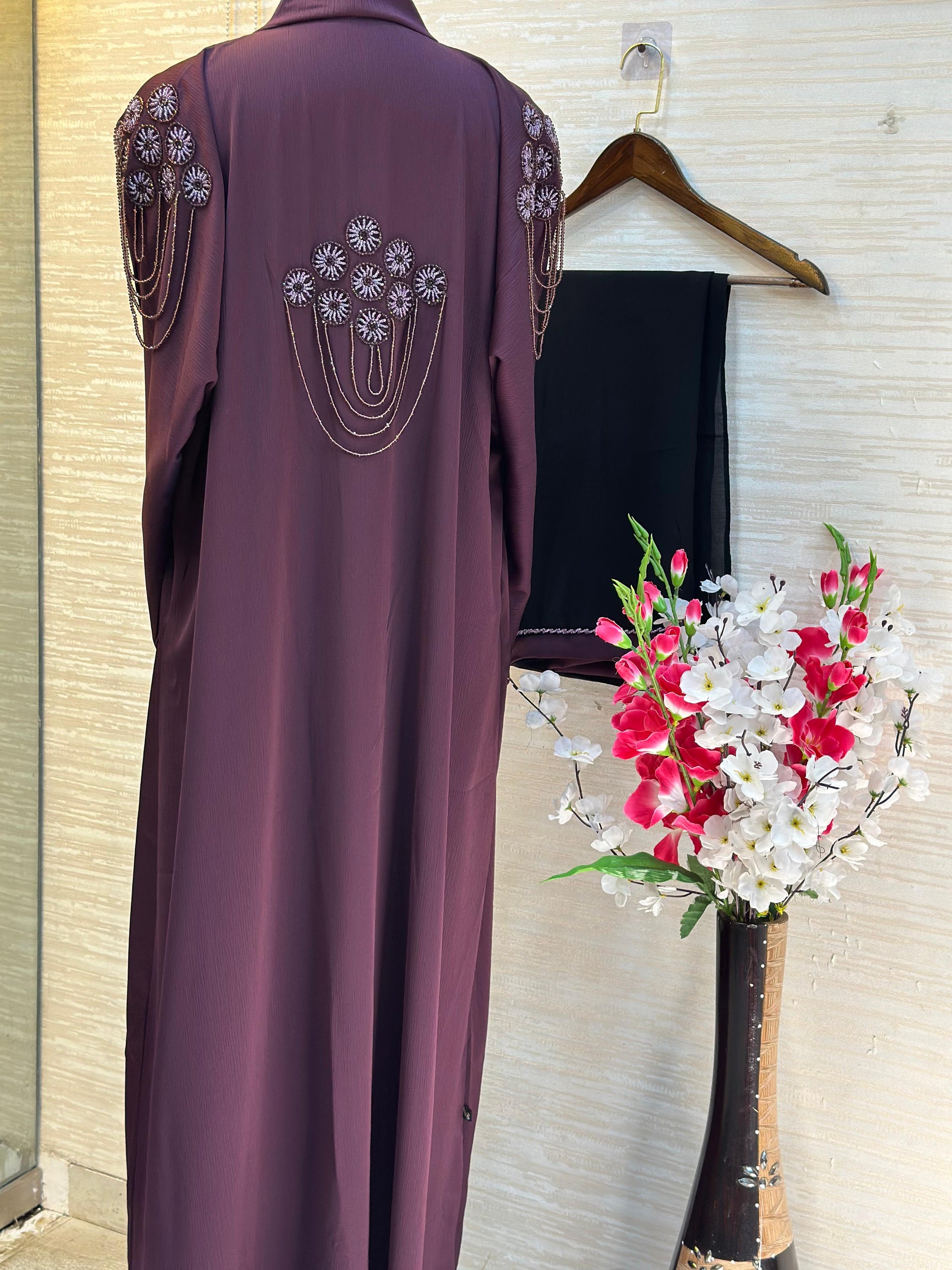 1115 The Premium Abaya - Wine Plum