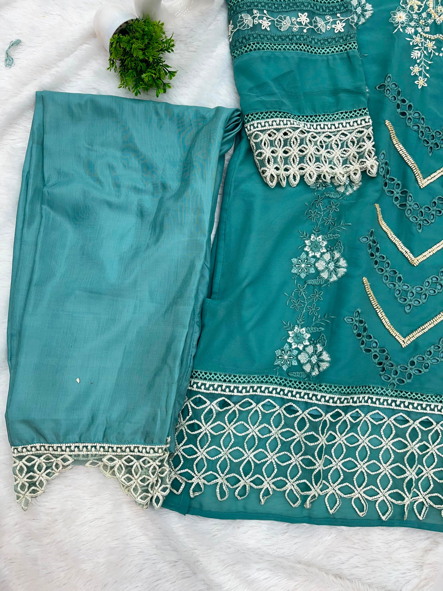 1145 Premium Pakistani Partywear - Sea Green