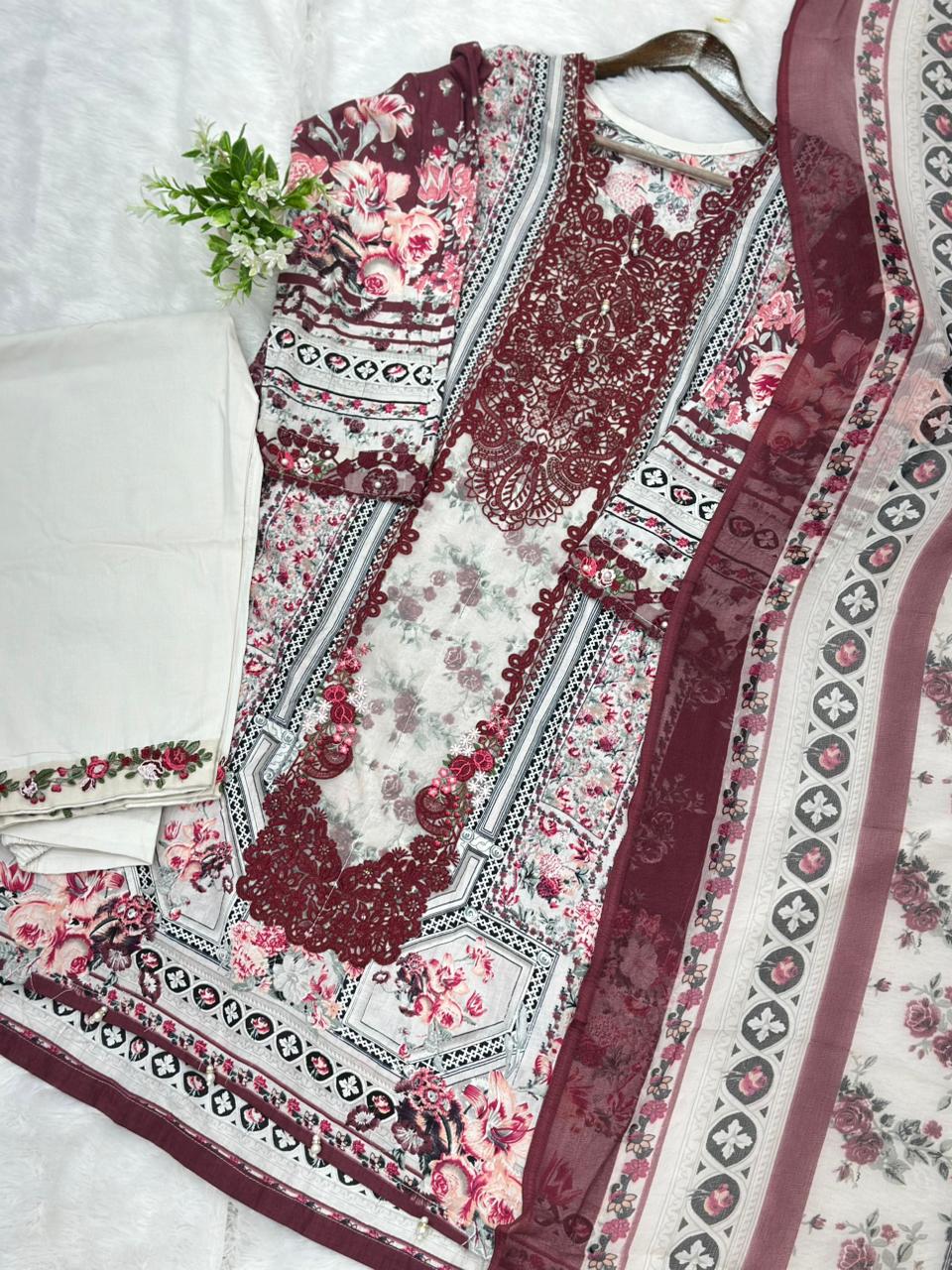 745 Readymade Elaf Pakistani Floral Printed Lawn Suit