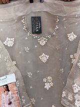 1438 Pakistani Unstitched Partywear - Beige