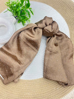 1187 Modest Satin Rhinestone Hijab - Mocha Brown