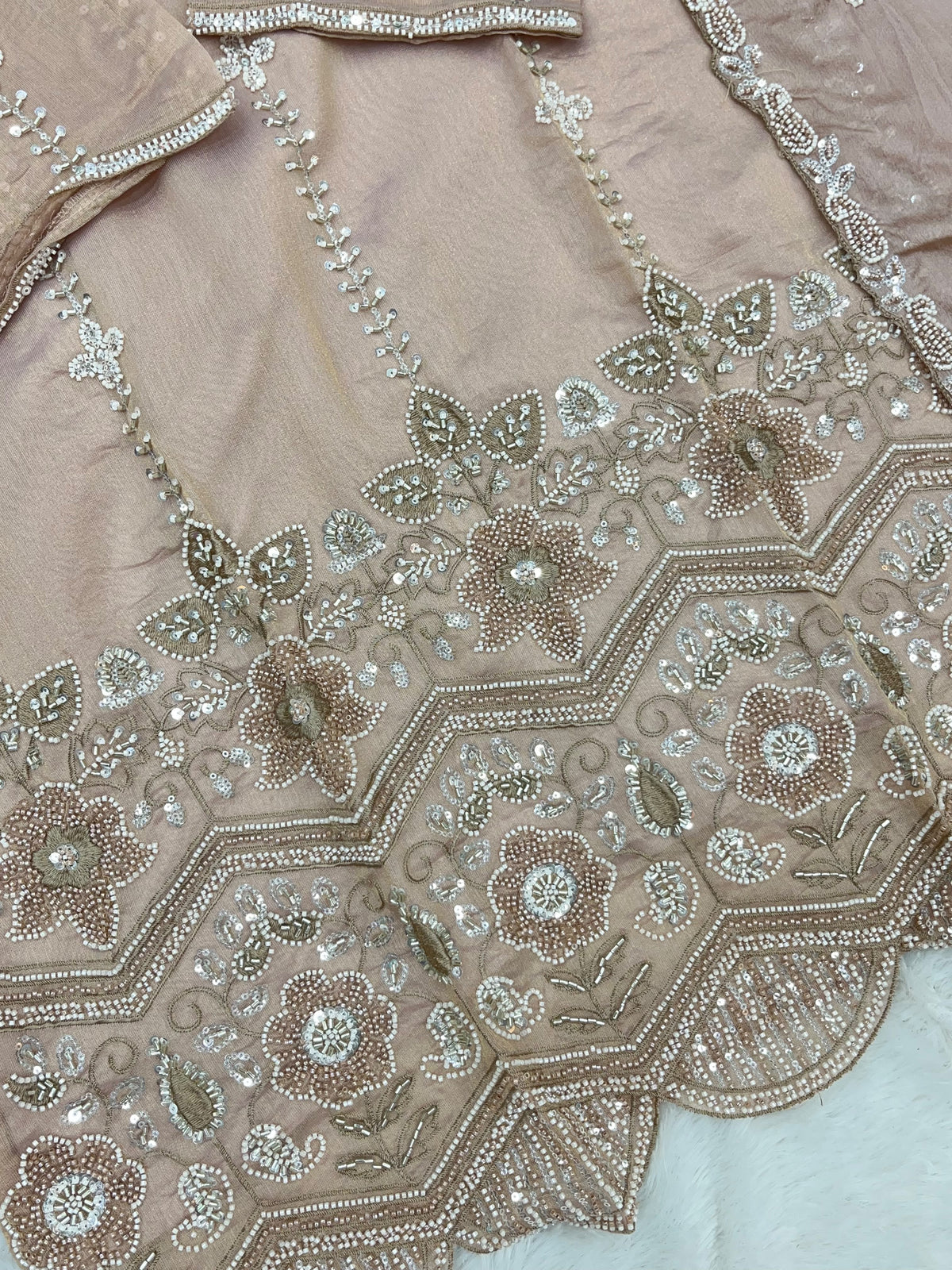 1428 Heavy Pakistani Partywear - Nude Peach