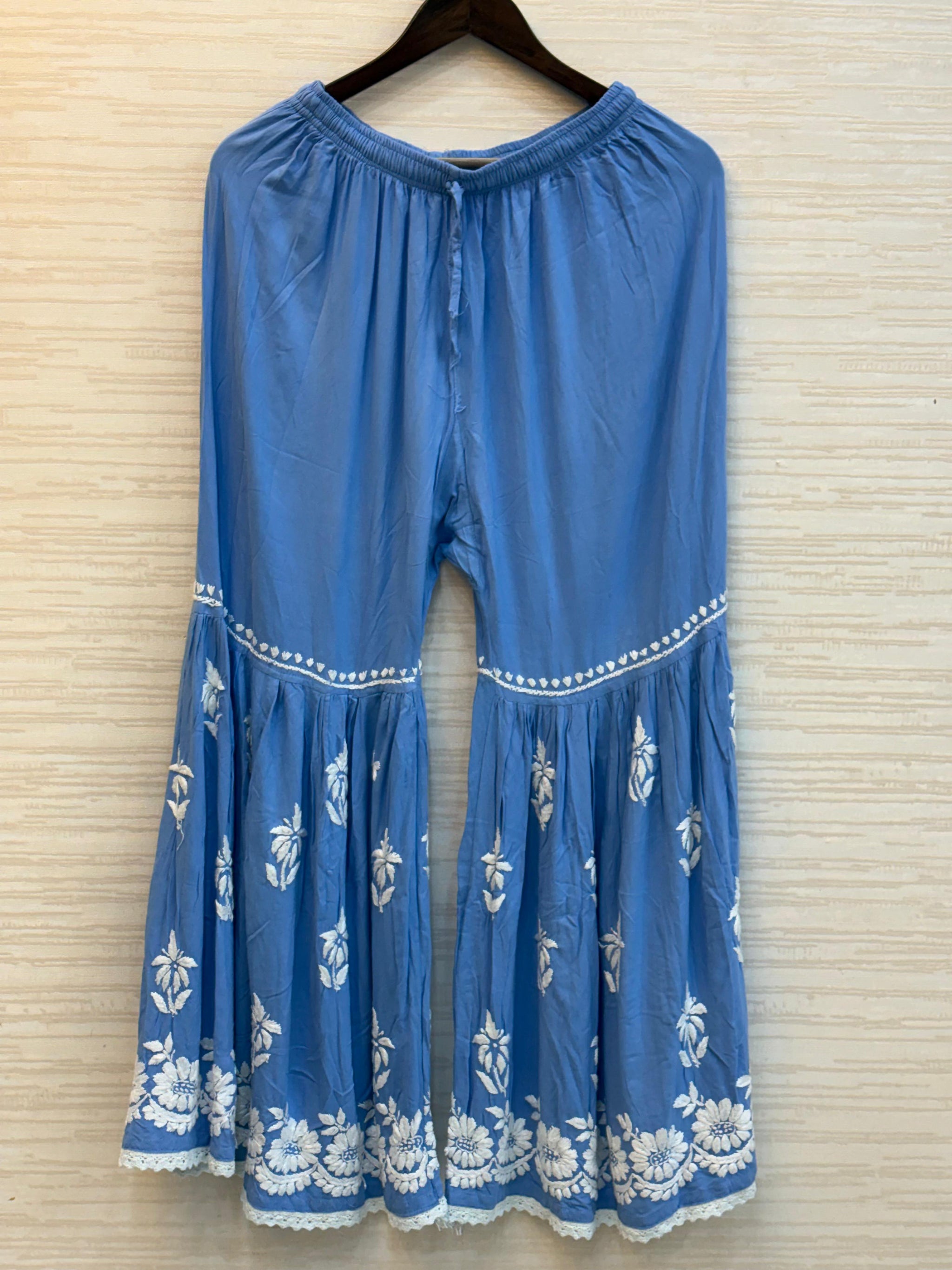615 Lucknowi Gharara Set | Sky Blue