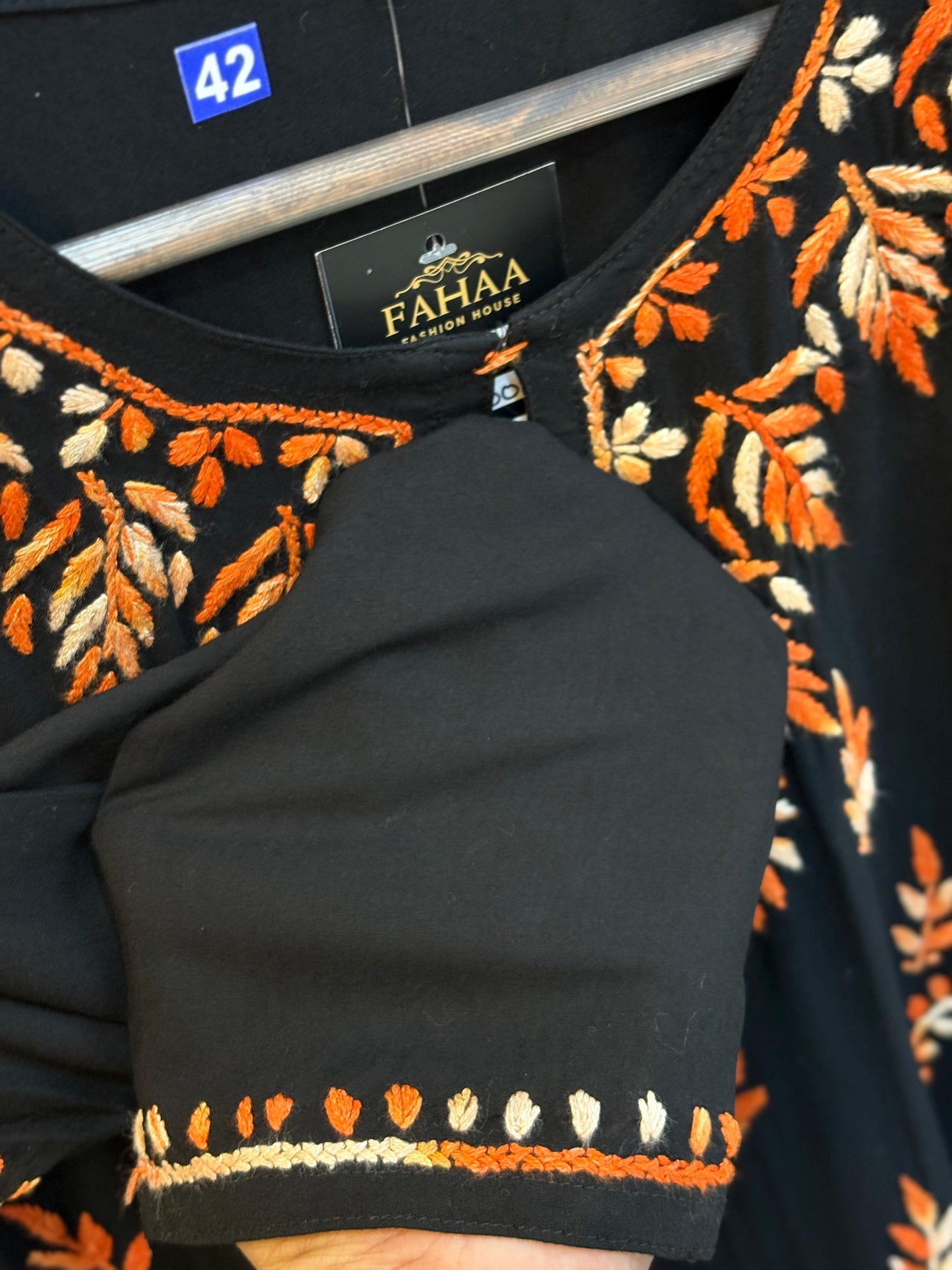 617 Lucknowi Short Kurti Set  Black - Orange