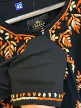 617 Lucknowi Short Kurti Set  Black - Orange