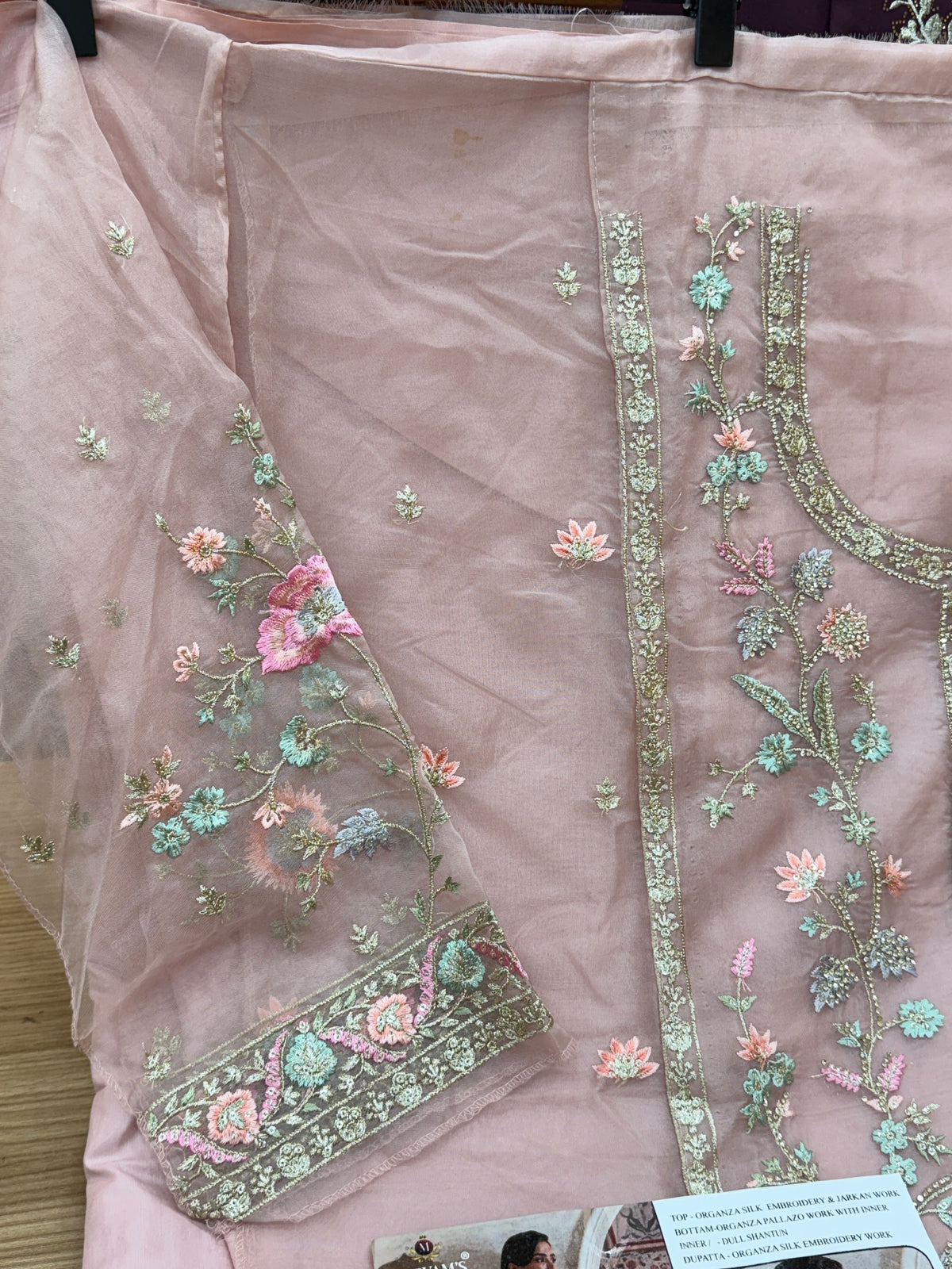 1453 Pakistani Unstitched Partywear - Blush Pink