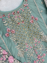 1458 Pakistani Gharara Set - Pistachio Green