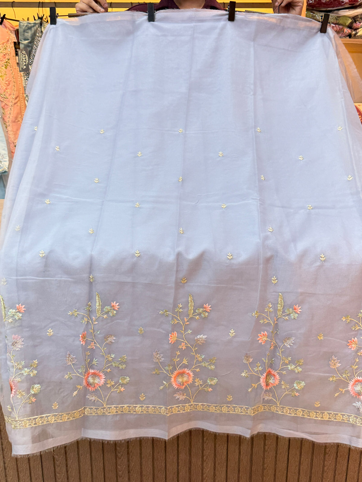 1453 Pakistani Unstitched Partywear - Aqua