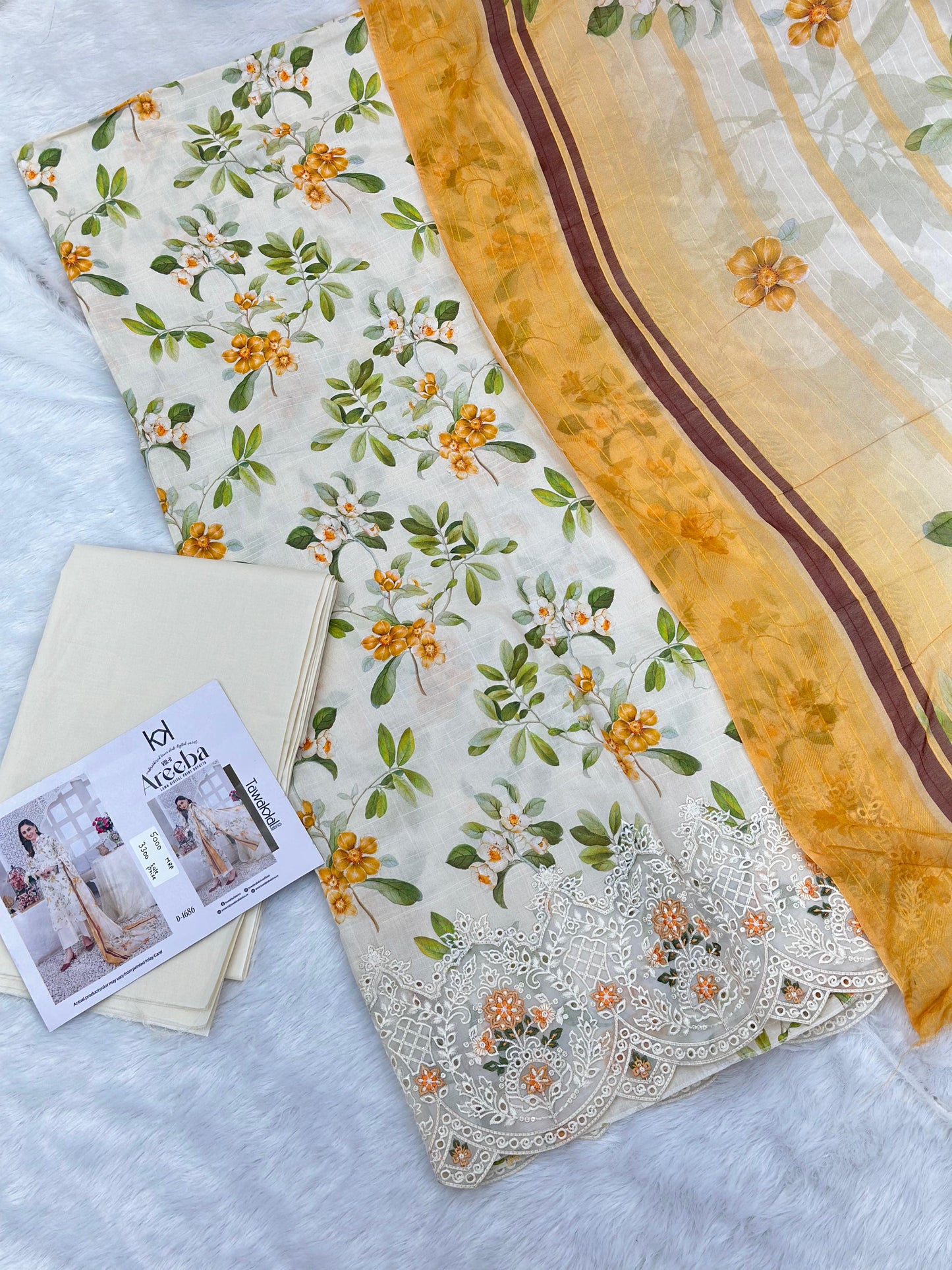 887 Unstitched OG Areeba by Tawakkal Fabrics Embroidered Lawn Suit