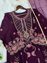 1146 Premium Pakistani Partywear - Burgundy