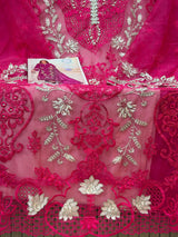 1437 Pakistani Unstitched Partywear - Pink