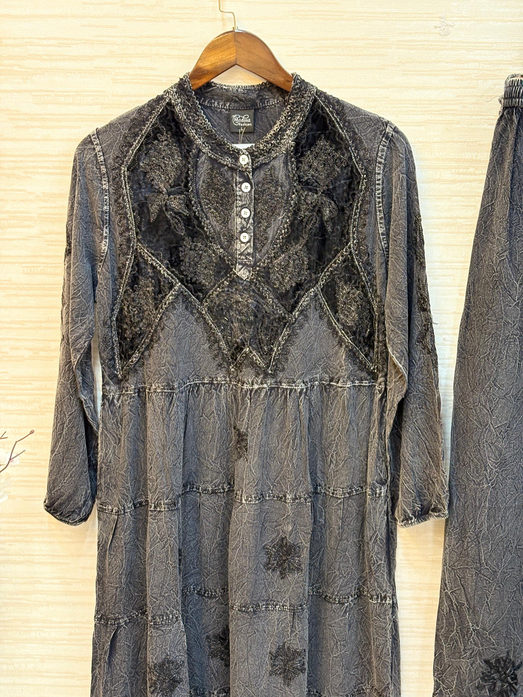 341 Imported Kashmiri Cord Sets - Charcoal Grey