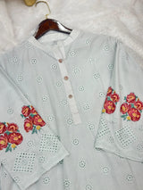 659 Premium Pakistani Lawn Cordset Set - Aqua