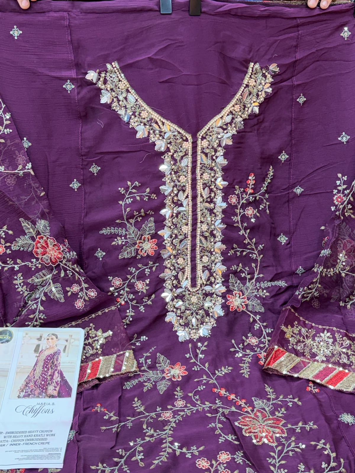 1439 Maria-B Unstitched Partywear - Plum