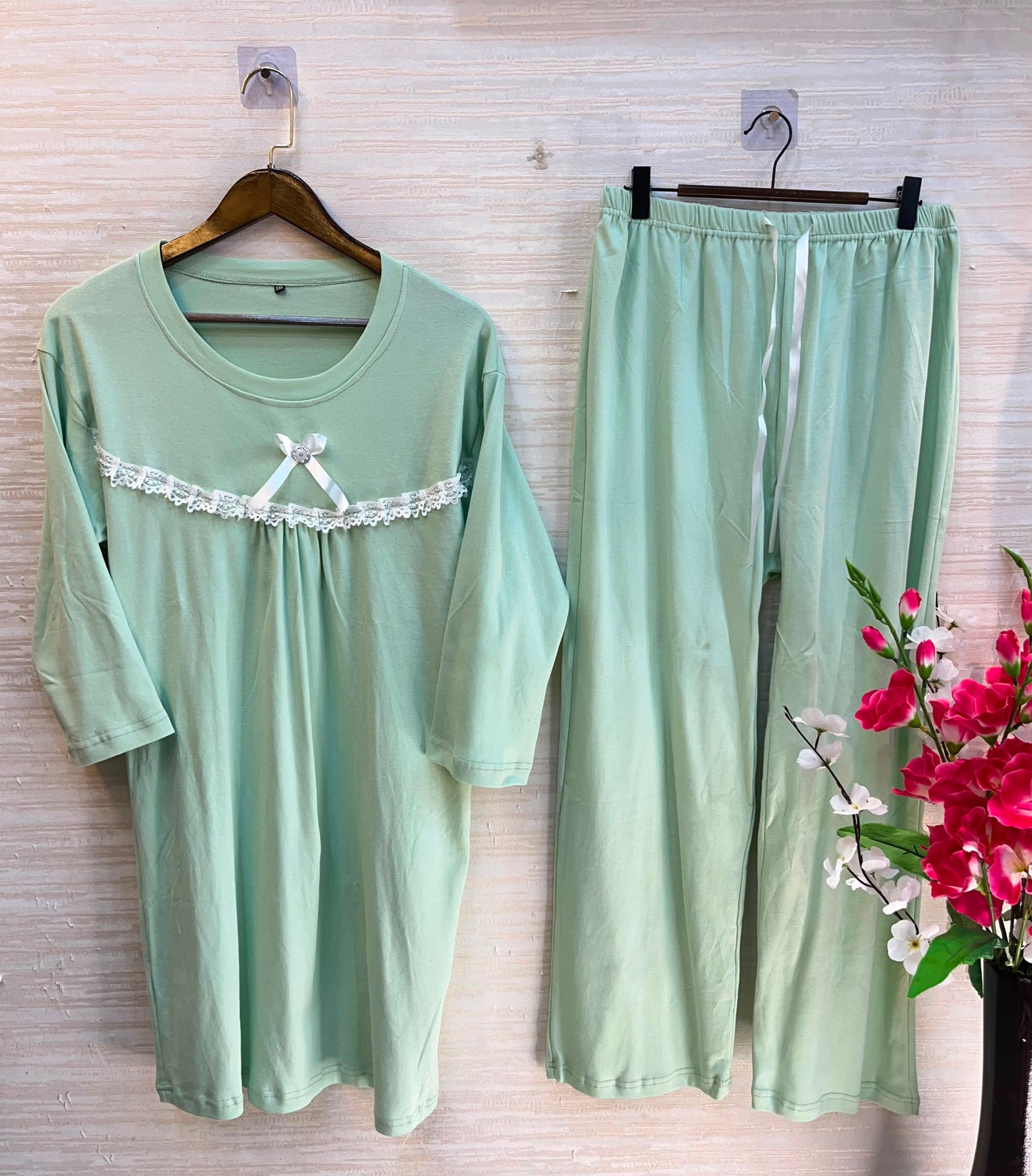 1211 Korean Bow Night Wear - Mint