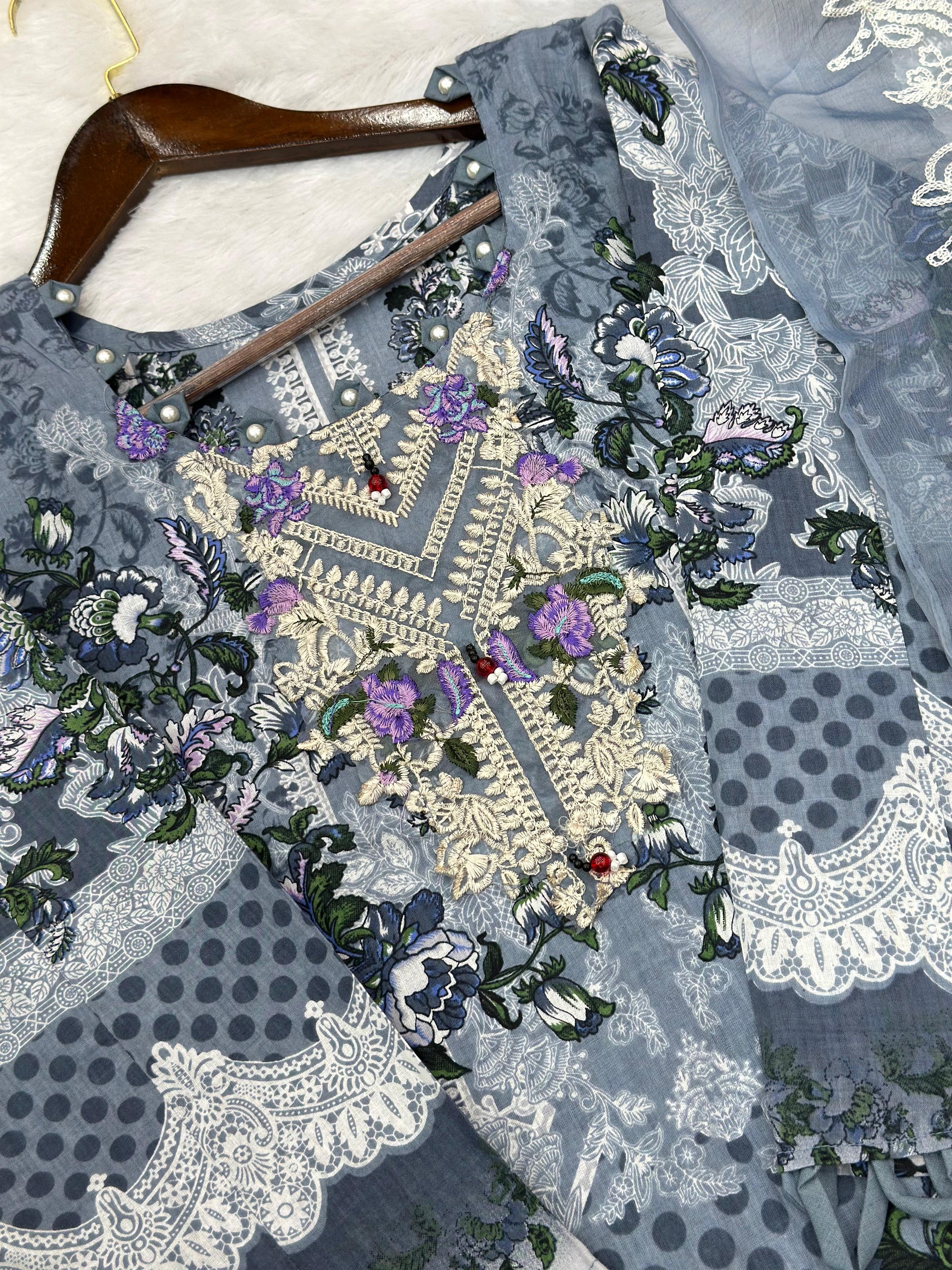 741 Readymade Jade Pakistani Floral Printed Lawn Suit