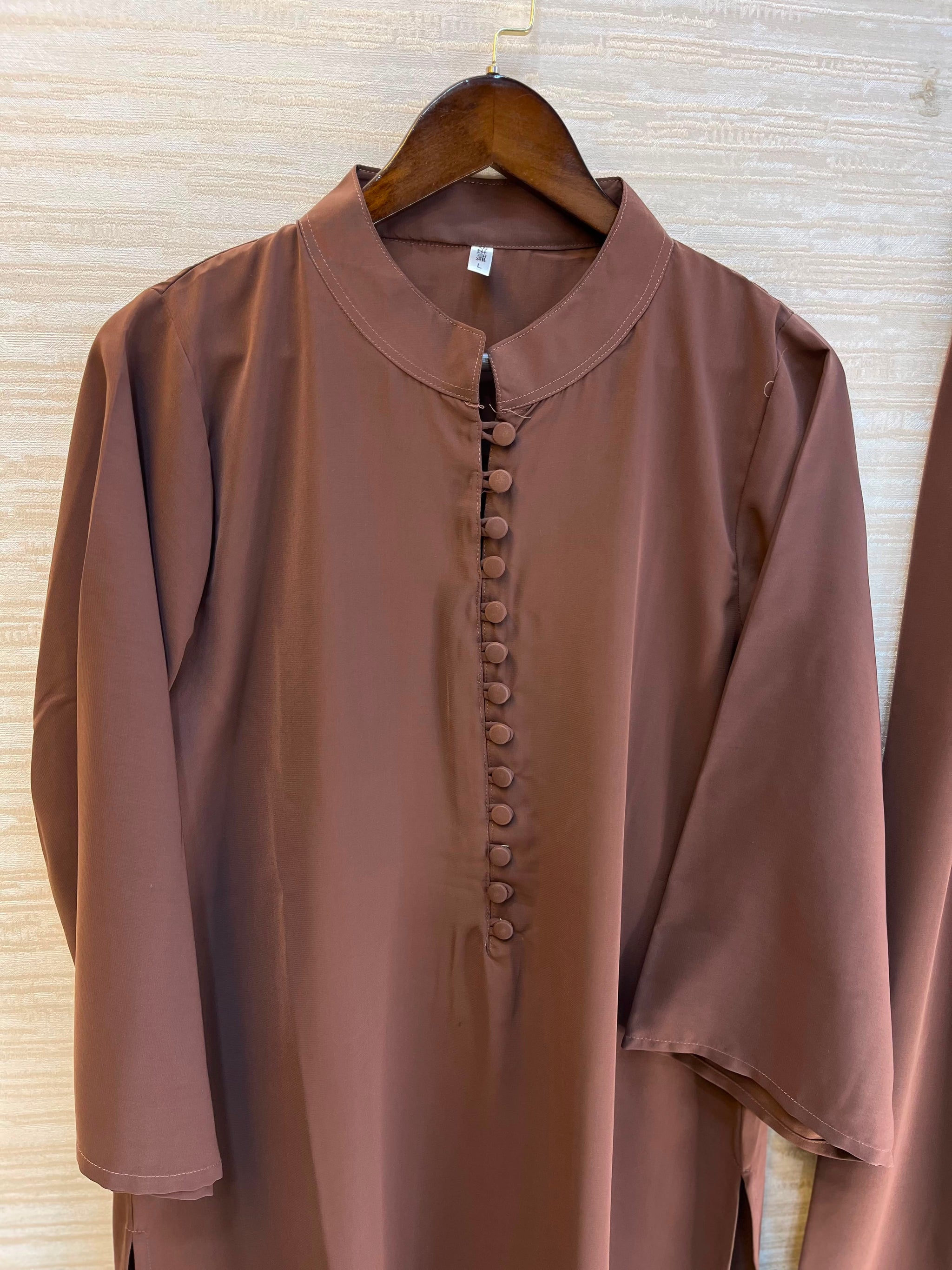 1062 Modest Mandarin Coord Set - Mocha Brown