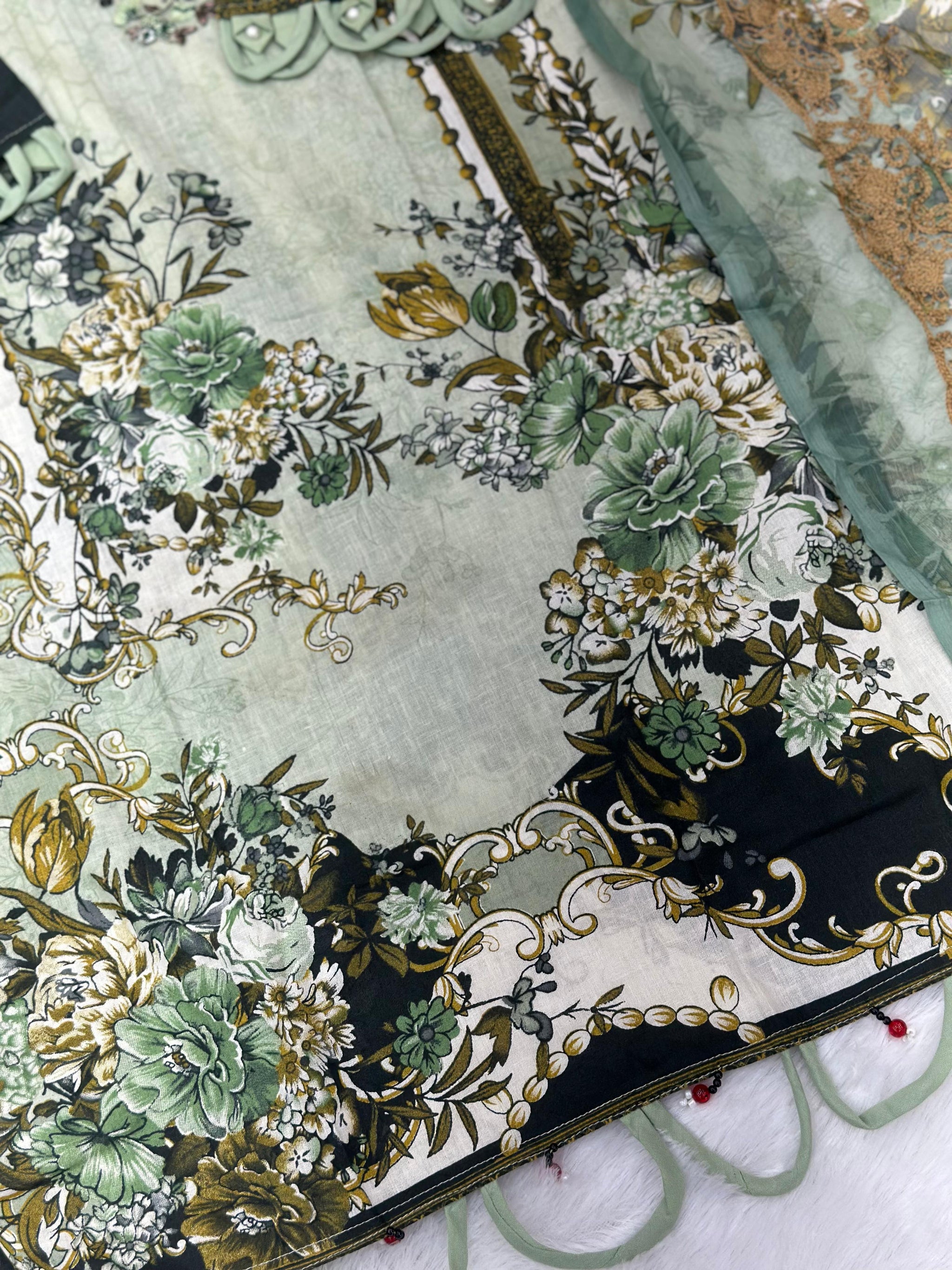 787 Readymade Jade Pakistani Floral Printed Lawn Suit
