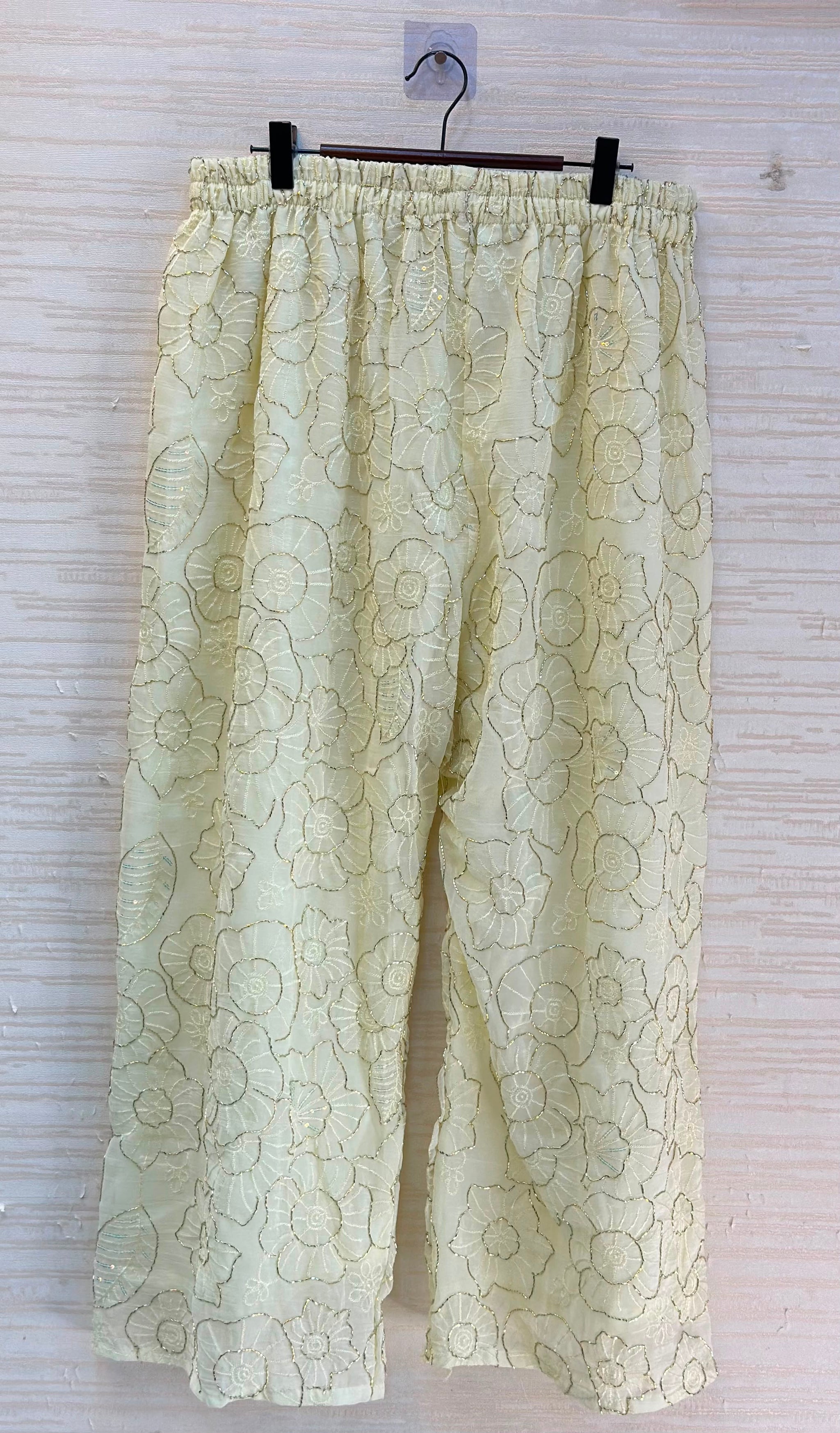 1204 Floral Hand-Work Partywear - Ivory